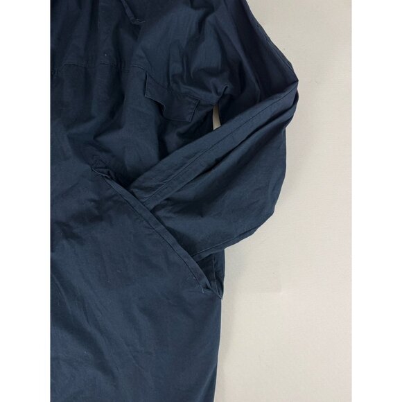 WHYRED Navy Cotton Hooded 3/4 Length Trench Coat Zip Close Sz 50 Women's XL - Picture 6 of 10